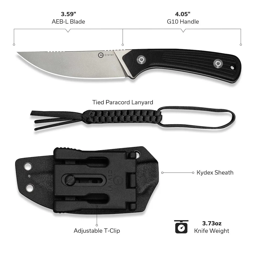 Nóż Civivi Carveth Fixed AEB-L Black G10 — zdjęcie 6