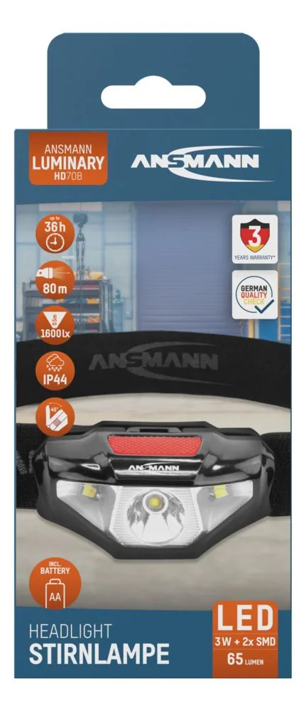 Latarka czołowa LED Ansmann HD70B, 65 lm, 1xAA — zdjęcie 6