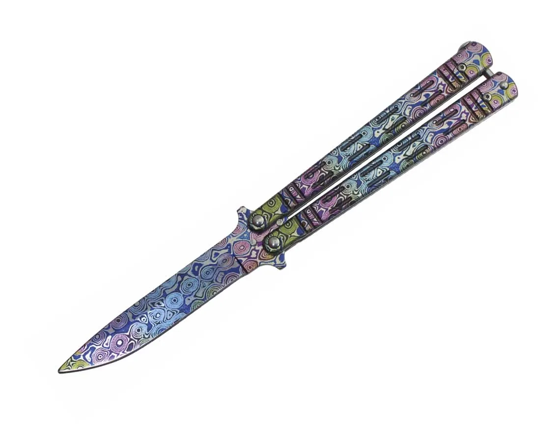 Nóż Albainox 02219 Colorfull 3D Damascus Balisong