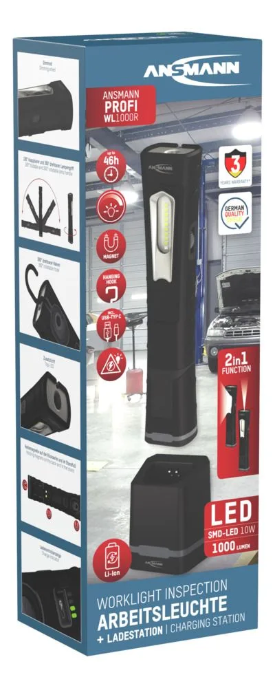 Lampa warsztatowa Ansmann WL1000R,1000lm, aku — zdjęcie 5