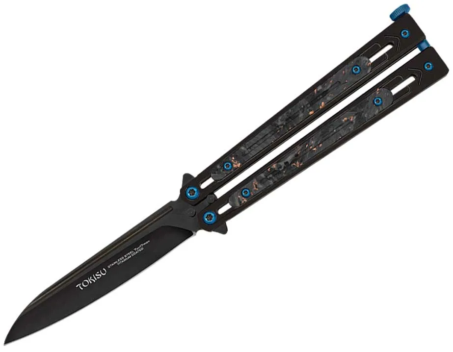 Nóż Tokisu 02259 Balisong Bright Black Steel