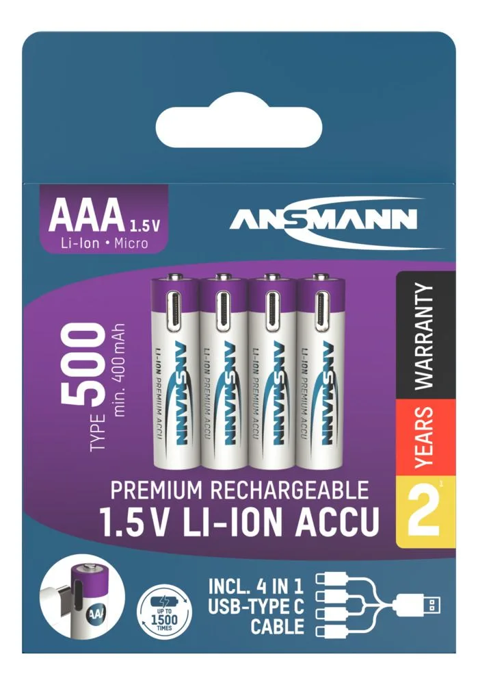 Akumulatory Ansmann Li-Ion AAA typ 500, 4 szt — zdjęcie 1