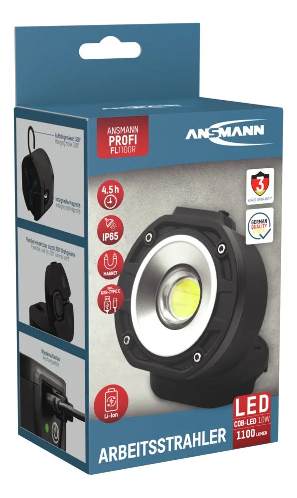 Lampa robocza Ansmann LED FL1100R, 700 lm, aku — zdjęcie 6