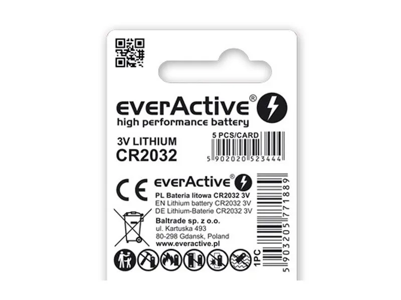 Bateria litowa mini everActive CR2032, 3V, 1 szt. — zdjęcie 2