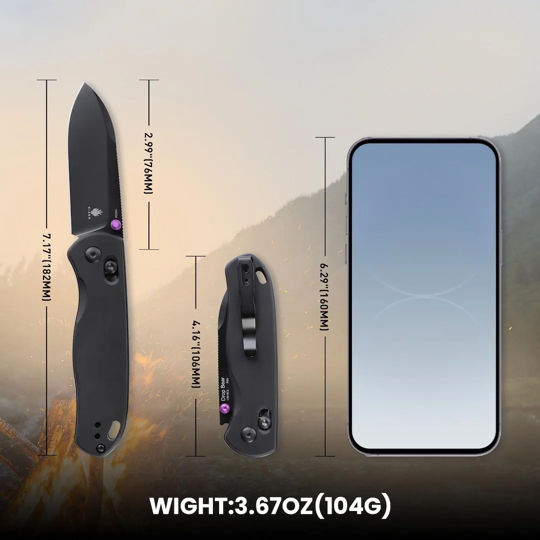 Nóż Kizer Drop Bear Black Aluminum 154CM — zdjęcie 14
