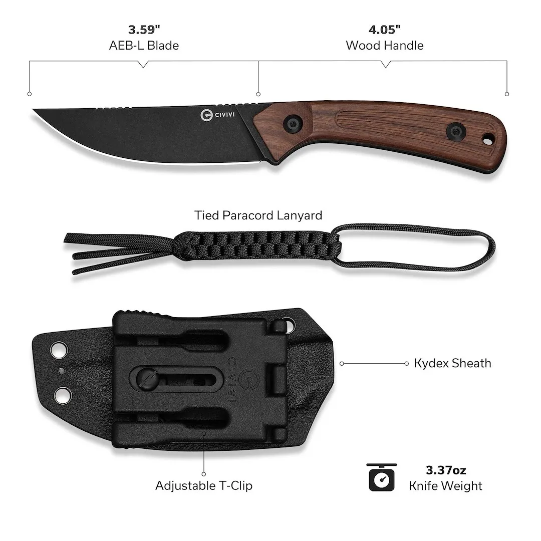 Nóż Civivi Carveth Fixed AEB-L Guibourtia — zdjęcie 6