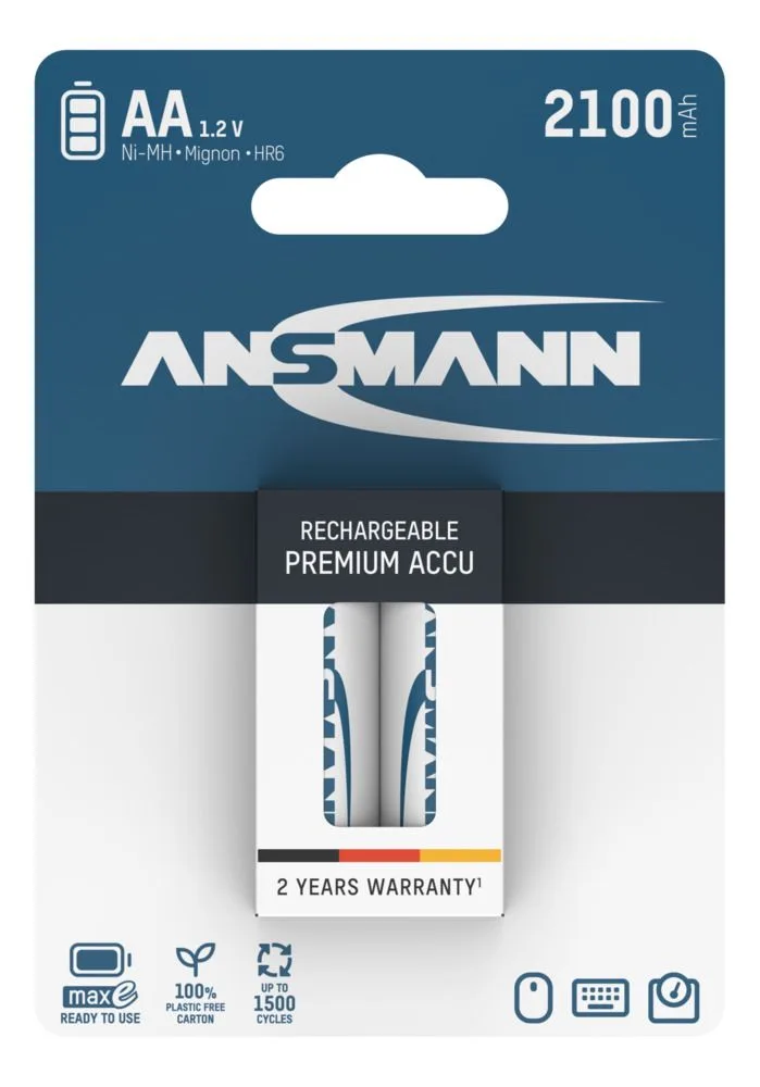 Akumulator Ansmann NiMH AA/HR6 2100 mAh maxE 2 szt — zdjęcie 1