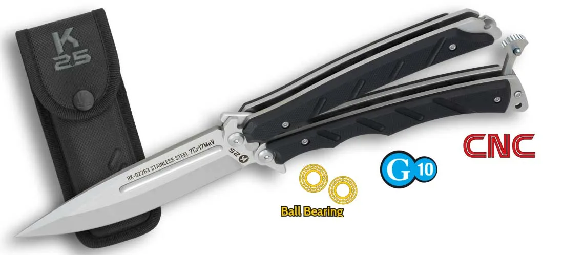 Nóż K25 02263 Balisong CNC Blade Ball Bearing