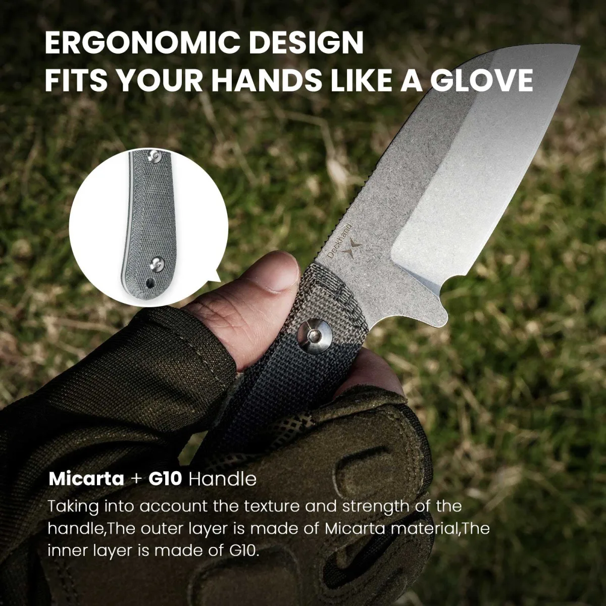 Nóż Kizer Fixed Deckhand Micarta+G10 D2 — zdjęcie 9