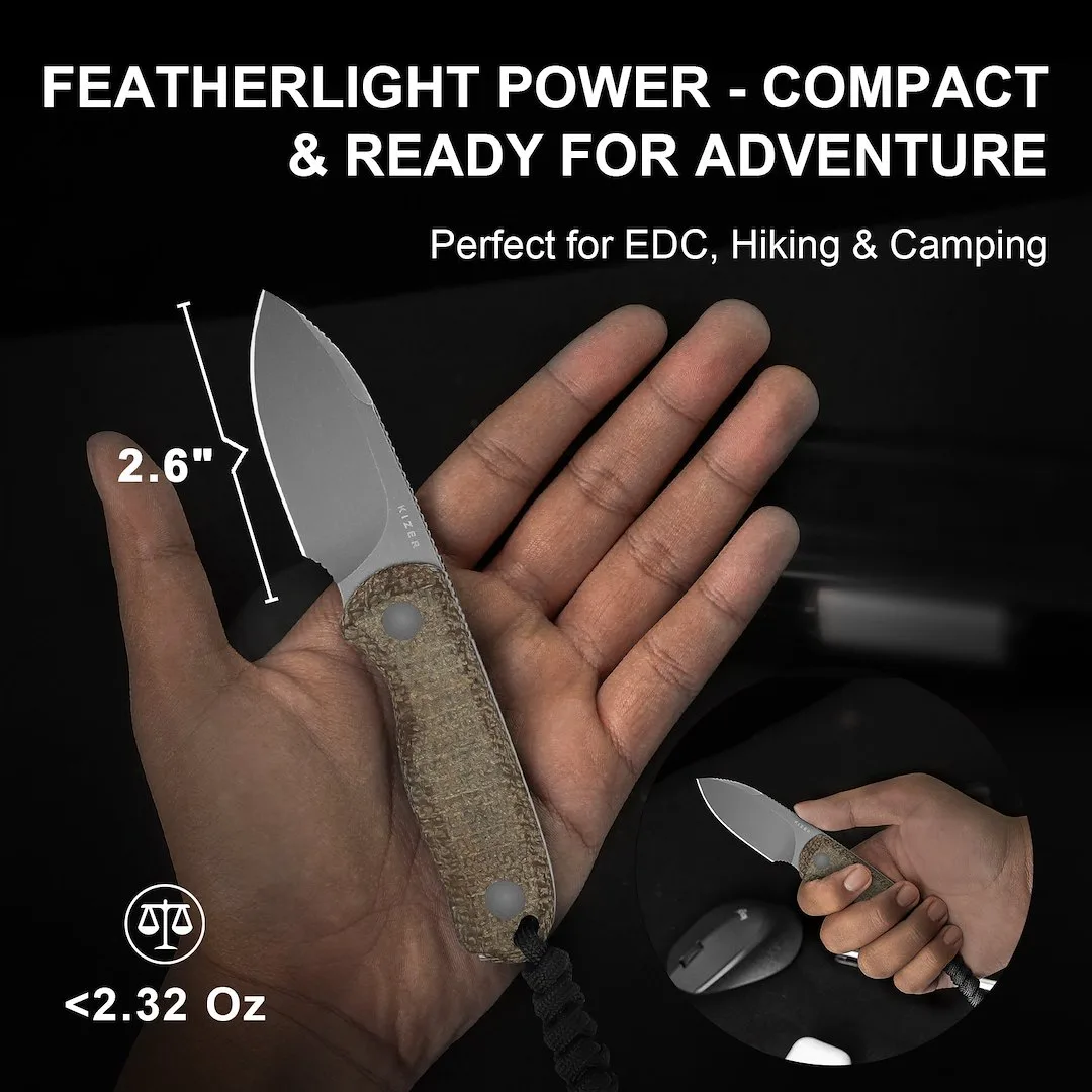 Nóż Kizer Drop Bear Fix Burlap Micarta 14C28N — zdjęcie 10
