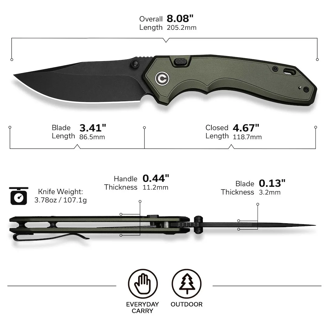 Nóż CIVIVI ELITE Brova S35VN Forest Green Alu — zdjęcie 6