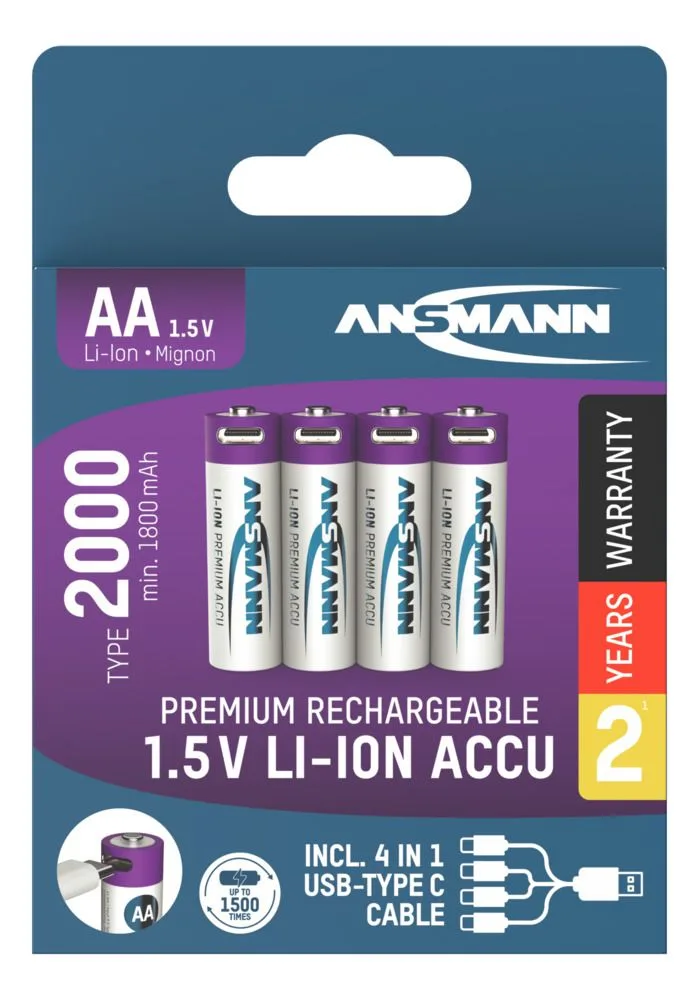 Akumulatory Ansmann Li-Ion AA typ 2000, 4 szt — zdjęcie 1