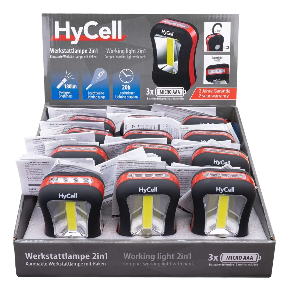 Lampa warsztatowa HyCell 2w1, 180 lm, 3xAAA — zdjęcie 4