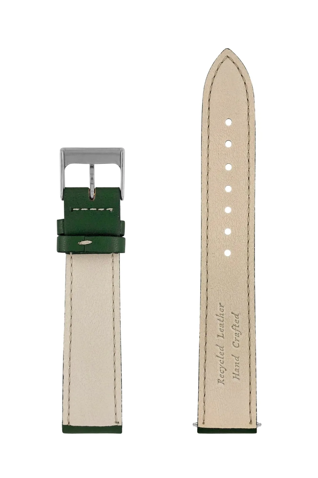 Pasek skórzany z recyklingu Zeppelin zielony, 20mm — zdjęcie 2