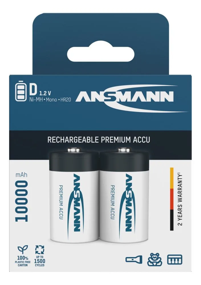 Akumulator Ansmann NiMH D/R20 typ 10000 maxE 2 szt — zdjęcie 1