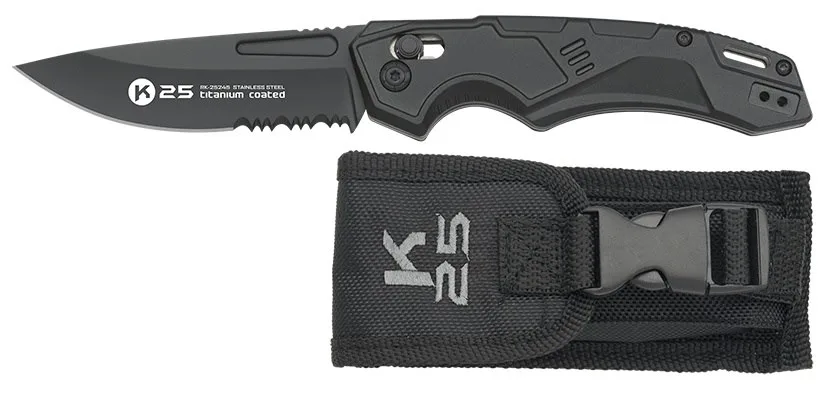 Nóż K25 25245 Black Aluminium TC, Serr
