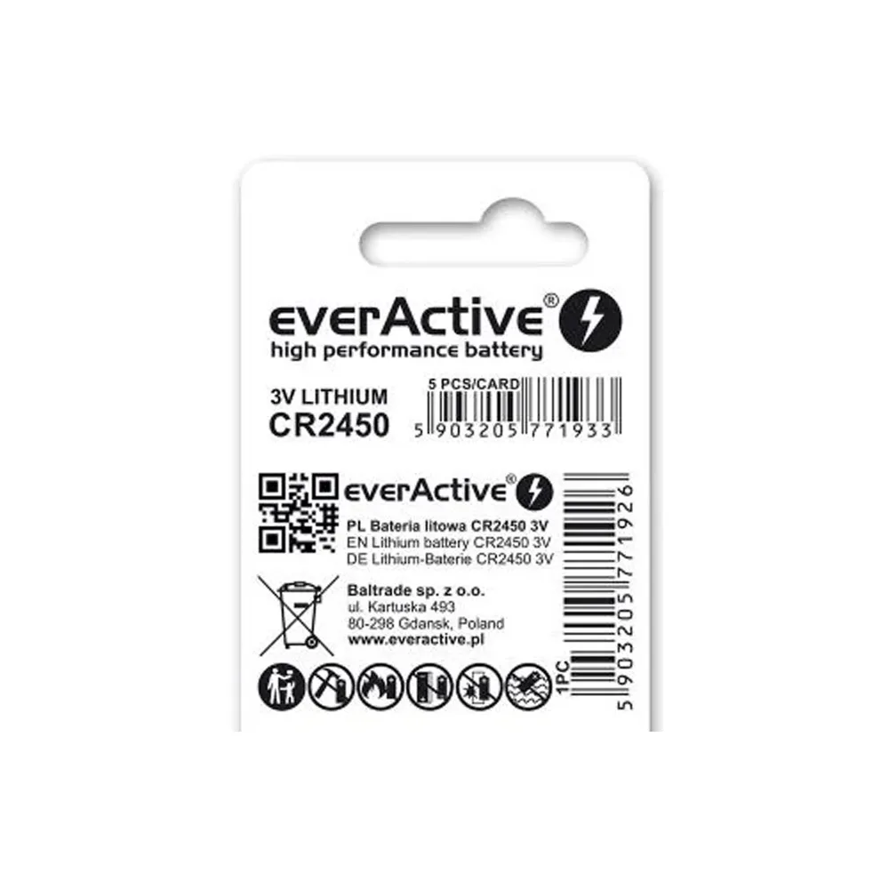 Bateria litowa everActive CR2450, 3V, 1 szt. — zdjęcie 2