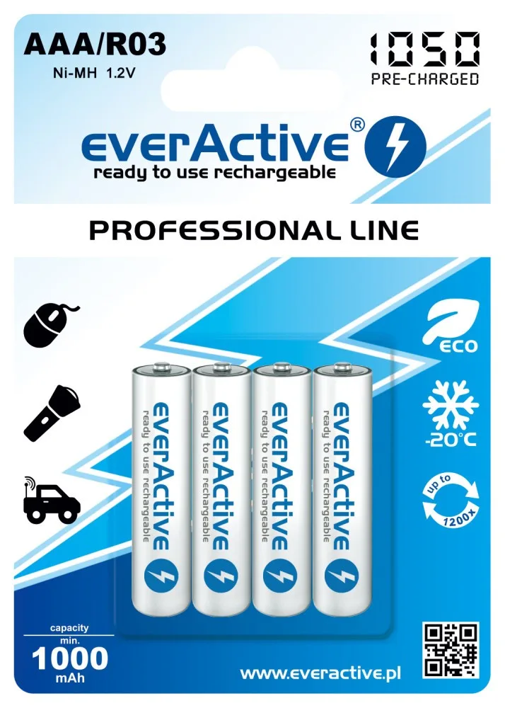 Akumulatorki everActive R03/AAA 1050 mAh, 4 szt. — zdjęcie 1