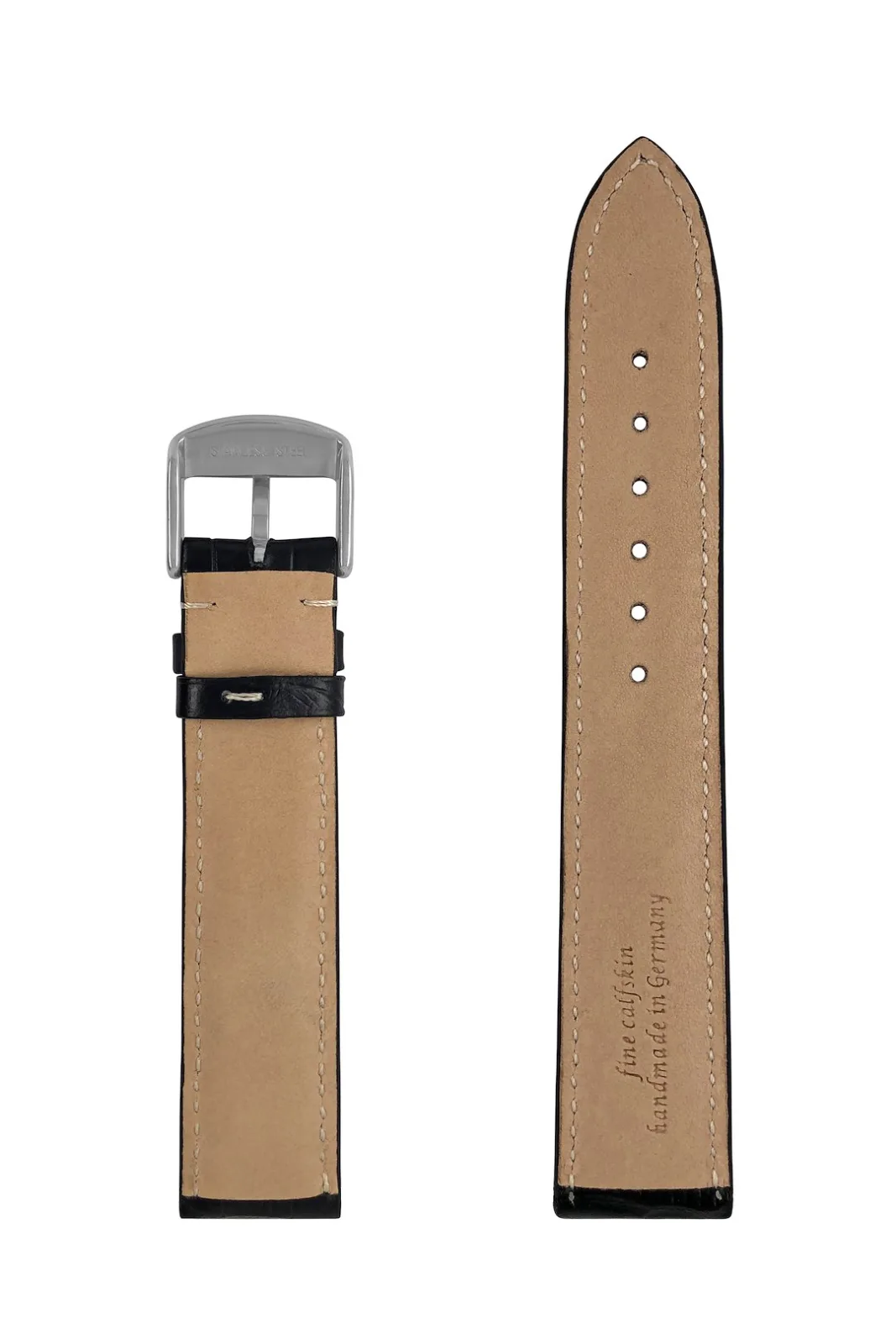 Pasek skórzany Zeppelin czarny, 20 mm — zdjęcie 3