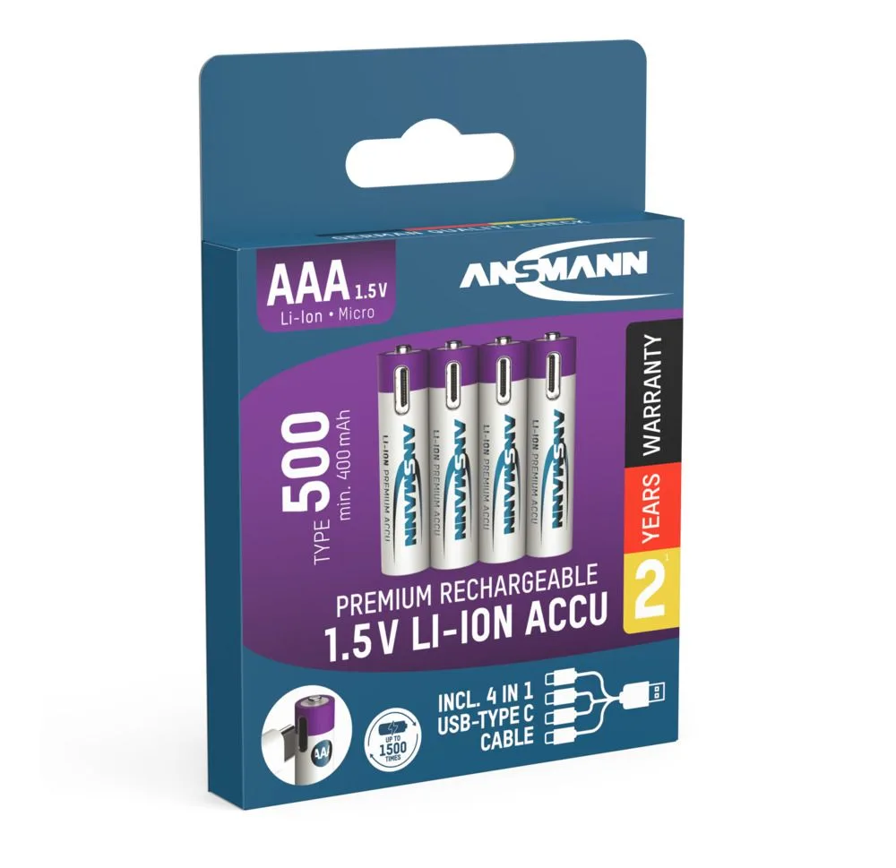 Akumulatory Ansmann Li-Ion AAA typ 500, 4 szt — zdjęcie 8