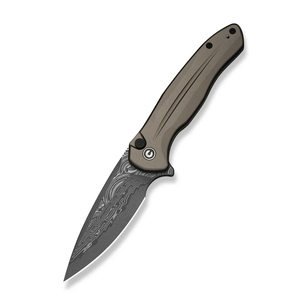 Nóż CIVIVI Button Lock Kitefin Damast Grey Alu — zdjęcie 1