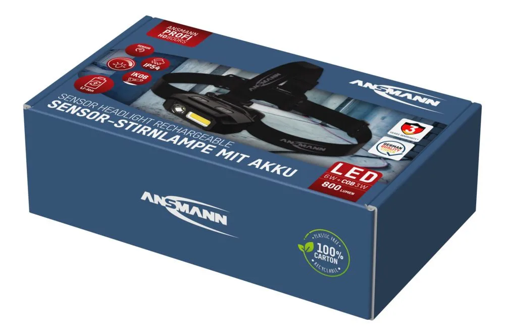 Latarka czołowa LED Ansmann HD800RS, 800lm, aku — zdjęcie 6