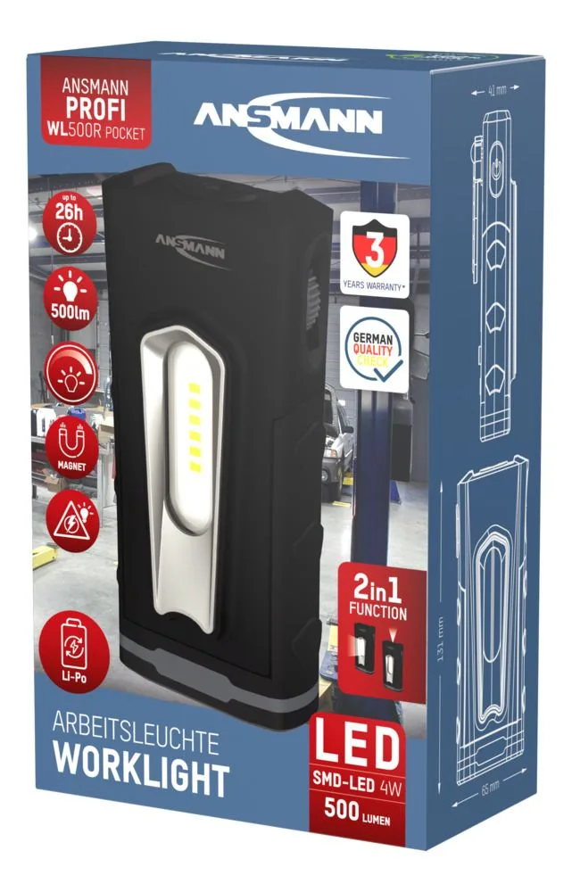 Lampa warsztatowa Ansmann WL500R,500lm, aku — zdjęcie 6