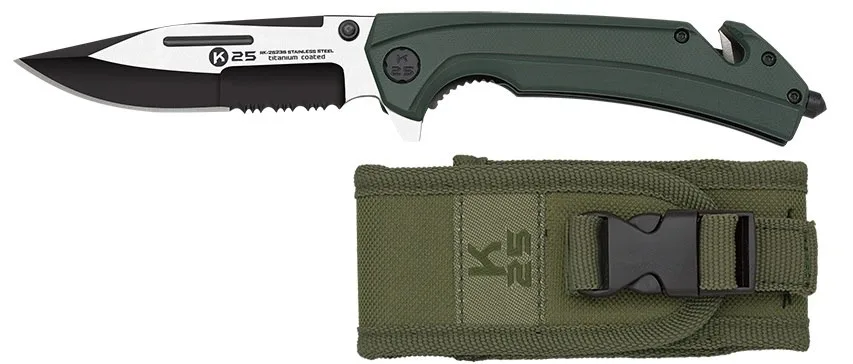Nóż K25 25235 Tactical Green G10, Serr