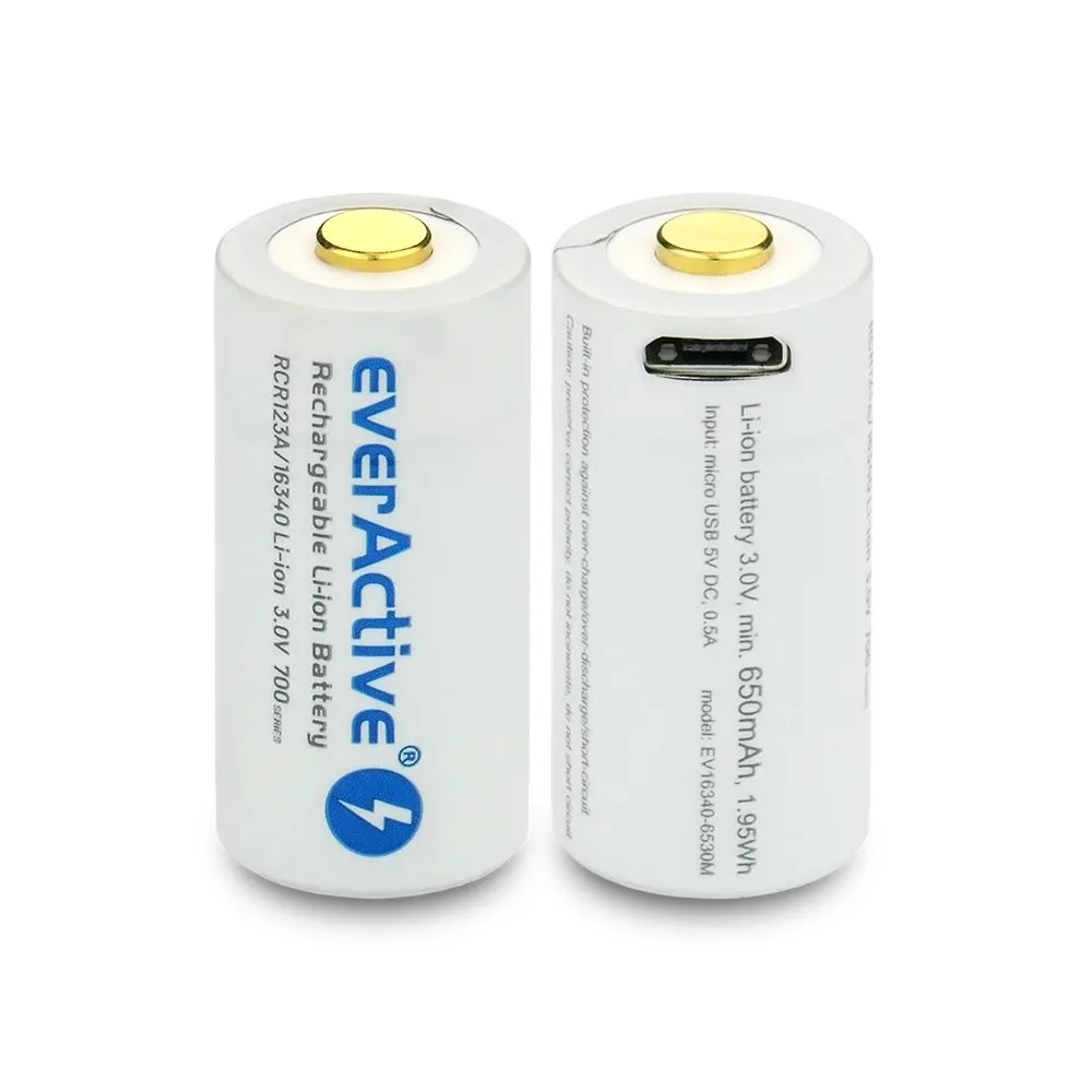 Akumulator everActive CR123A 3V Li-ion 700mAh mUSB — zdjęcie 2