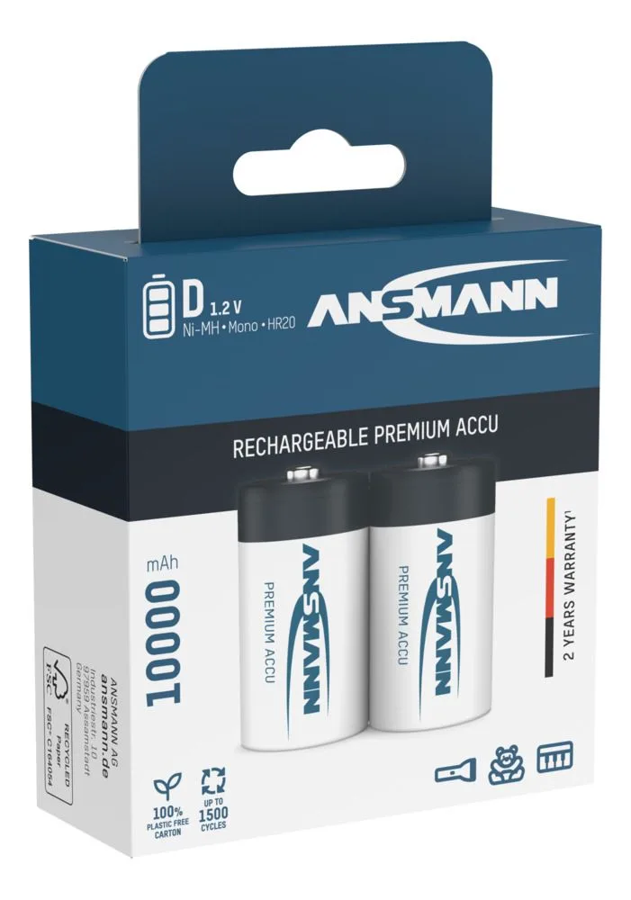 Akumulator Ansmann NiMH D/R20 typ 10000 maxE 2 szt — zdjęcie 4