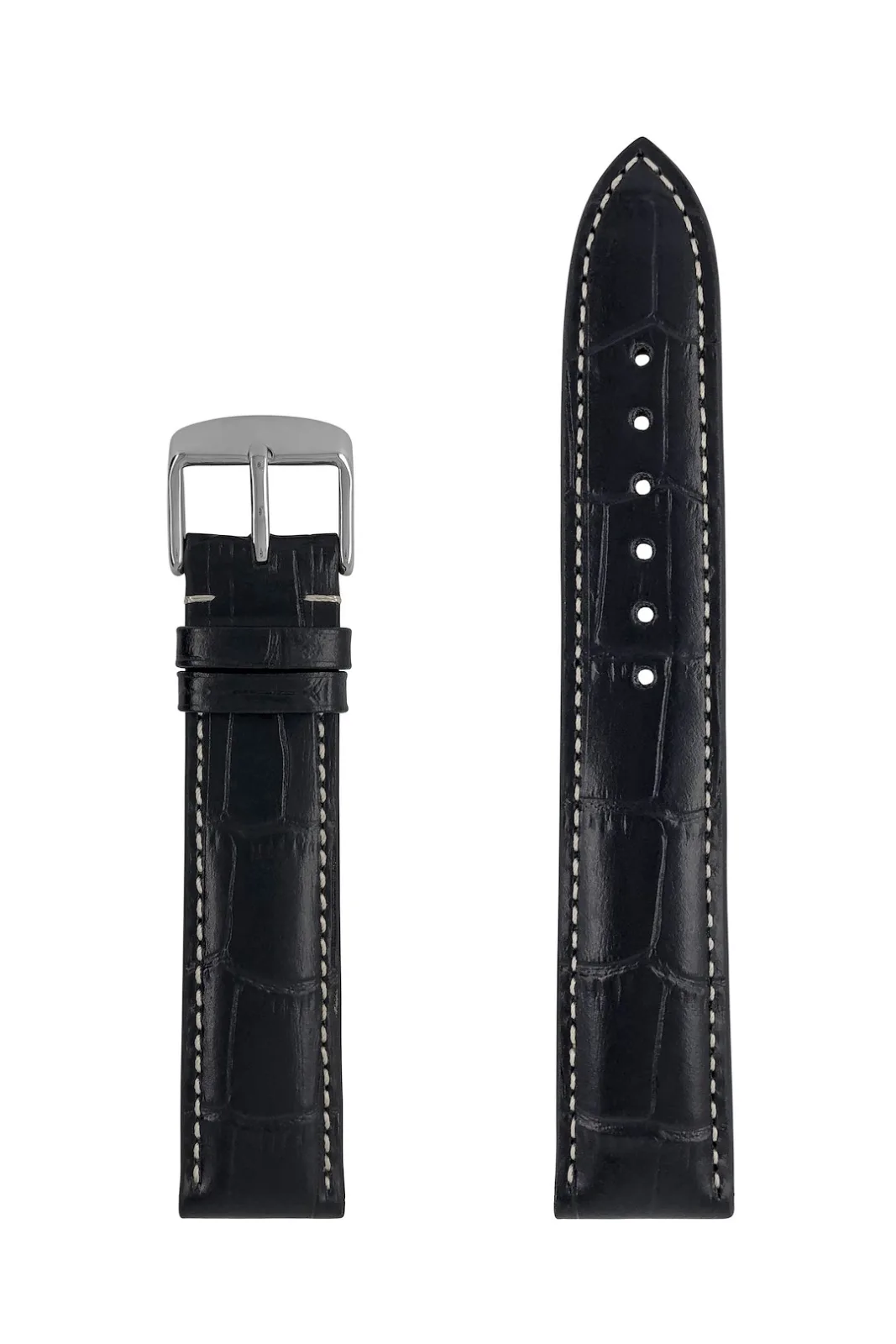 Pasek skórzany Zeppelin czarny, 20 mm — zdjęcie 2