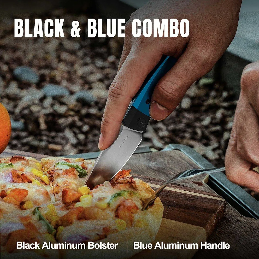 Nóż Kizer Mini Momo Blue Aluminum 154CM — zdjęcie 10