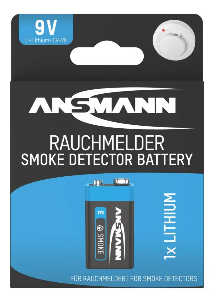 Bateria litowa Ansmann E / PP3 9V do czujnika dymu — zdjęcie 1