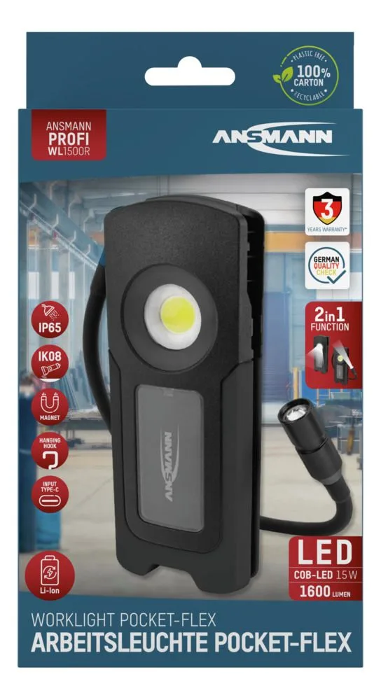 Lampa robocza Ansmann LED WL1500R 1600lm, aku — zdjęcie 8