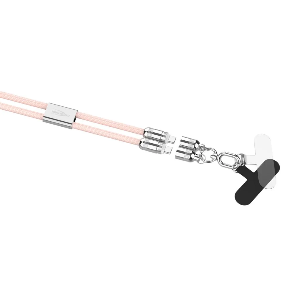 Kabel smyczkowy Ansmann USB-C/C,60W,120cm,różowy — zdjęcie 2