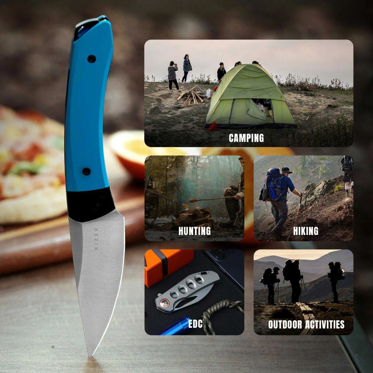 Nóż Kizer Mini Momo Blue Aluminum 154CM — zdjęcie 15