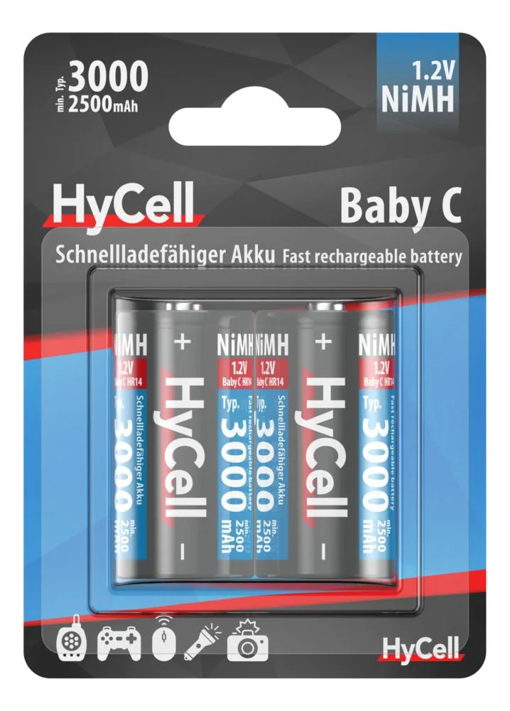 Akumulatory HyCell NiMH C/HR14 typ 3000, 2 szt — zdjęcie 1