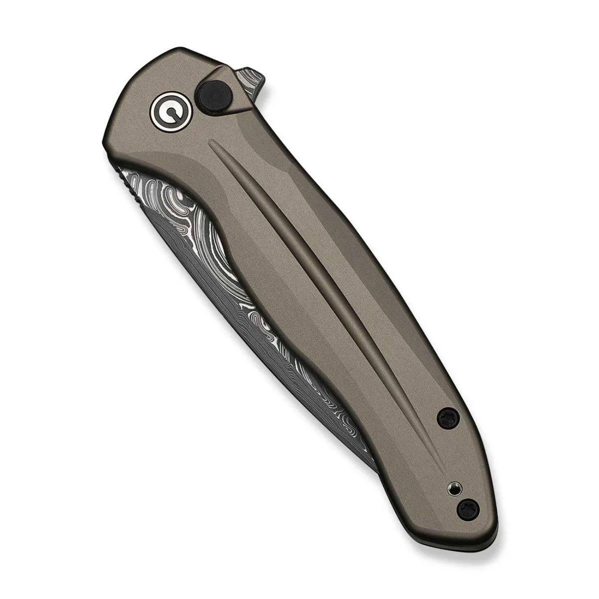 Nóż CIVIVI Button Lock Kitefin Damast Grey Alu — zdjęcie 4