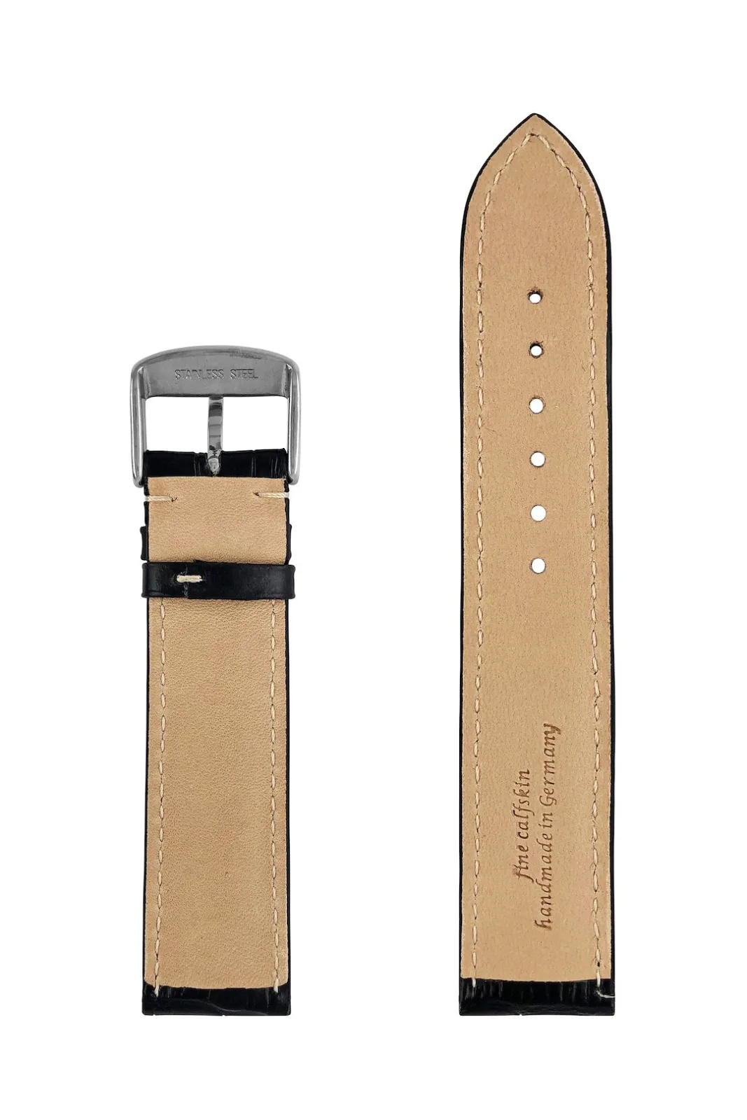Pasek skórzany Zeppelin, czarny 22 mm — zdjęcie 3