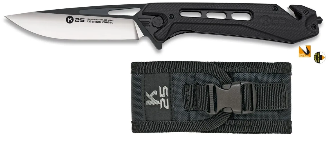 Nóż K25 25242 Tactical CNC XL Black G10