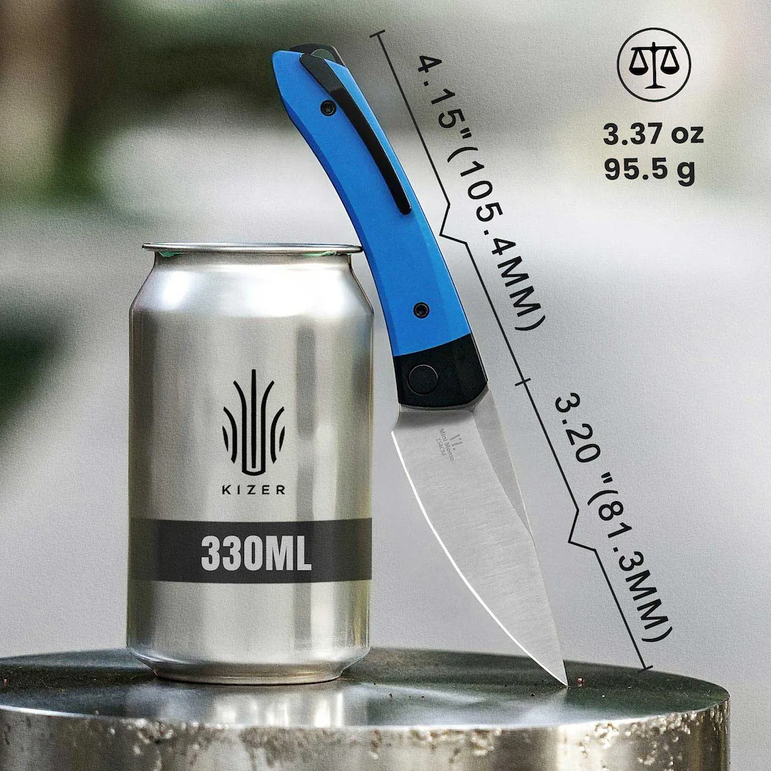 Nóż Kizer Mini Momo Blue Aluminum 154CM — zdjęcie 16