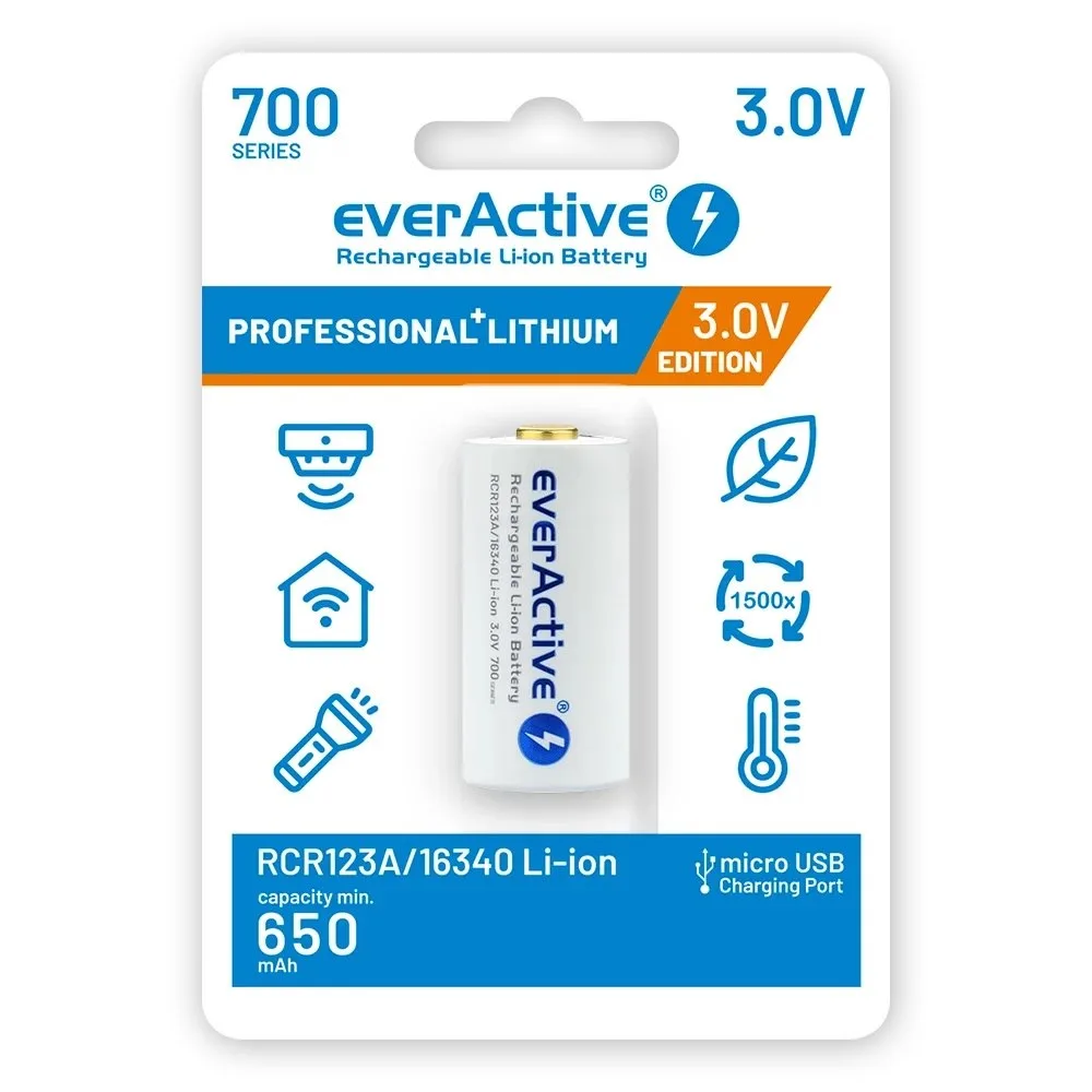 Akumulator everActive CR123A 3V Li-ion 700mAh mUSB — zdjęcie 5