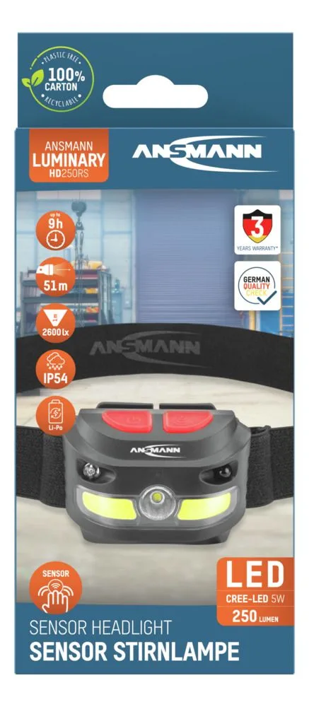Latarka czołowa LED Ansmann HD250RS, 250 lm, aku — zdjęcie 2
