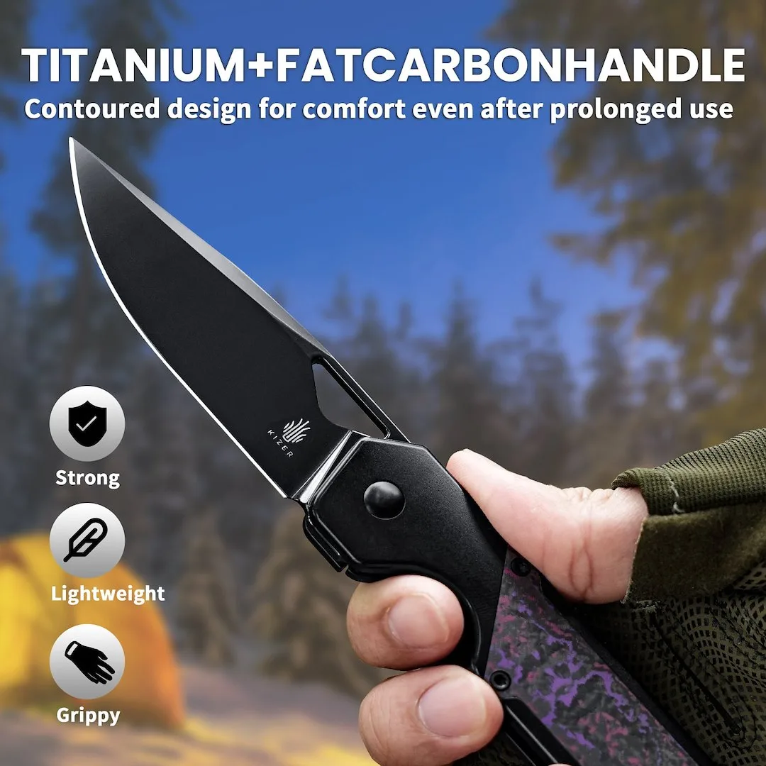 Nóż Kizer Militaw Titanium+Fat Carbon S45VN — zdjęcie 12