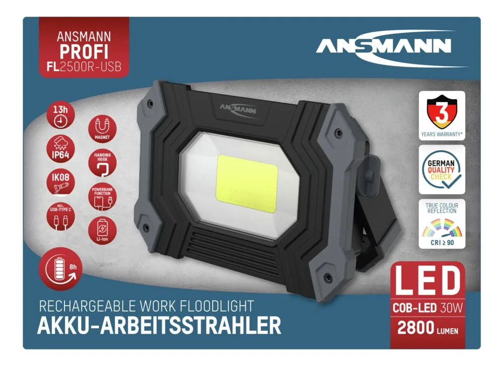 Lampa robocza Ansmann FL2500R,2800 lm, aku — zdjęcie 5