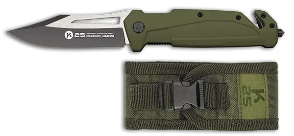 Nóż K25 18998 Green Rubber Titanium Coated