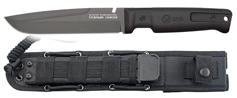 Nóż K25 32757 Tactical Black Rubber TC