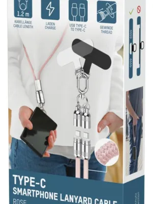 Kabel smyczkowy Ansmann USB-C/C,60W,120cm,różowy
