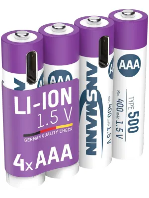 Akumulatory Ansmann Li-Ion AAA typ 500, 4 szt