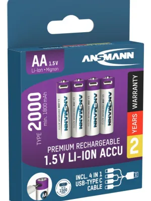 Akumulatory Ansmann Li-Ion AA typ 2000, 4 szt